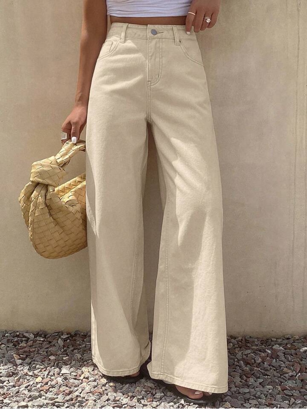 4/$20 100% Cotton Casual Wide-Leg Tan Pants